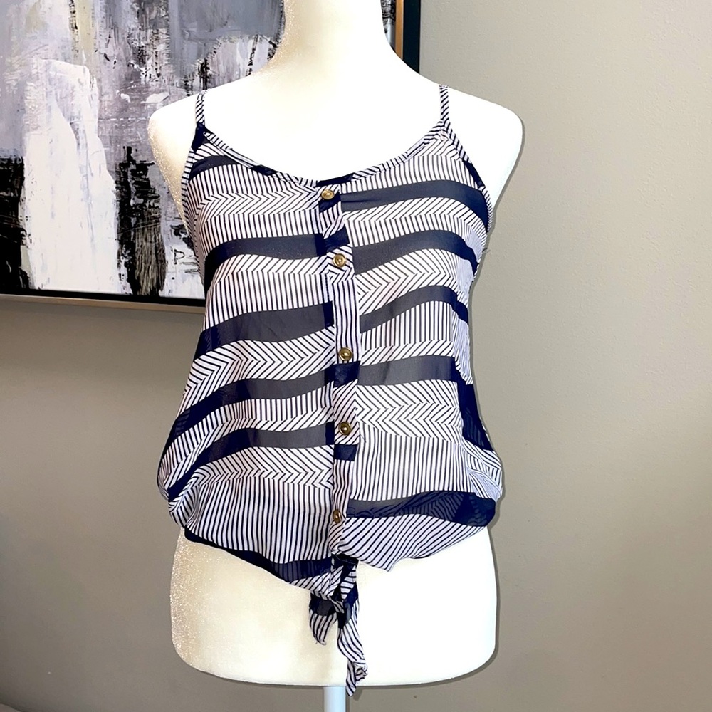 Striped Navy and White Women's Top